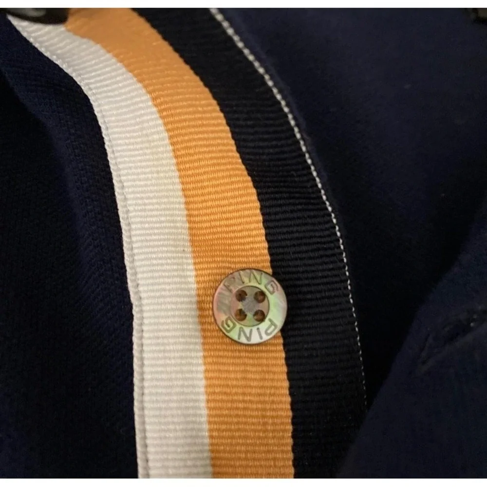 VTG Ping Collection Polo‎ Shirt Men L Navy Blue Short Sleeve Logo Retro Golf Y2K